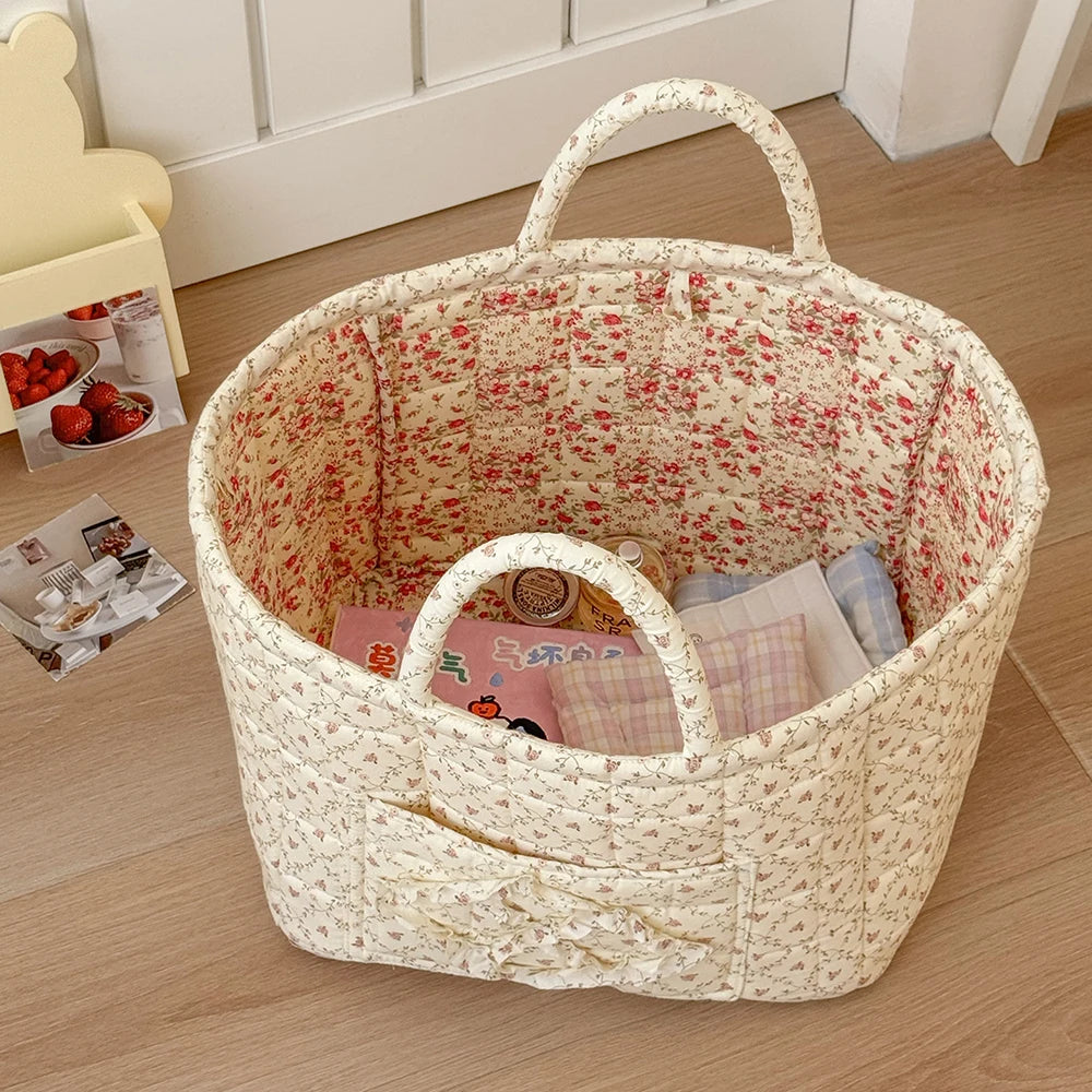 Rural Flower Dirty Clothes Basket, High-value, Fashionable, Large Capacity Foldable Garbage Storage Basket