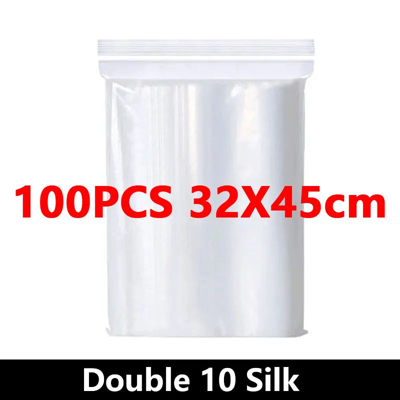 100Pcs Thicken Zipper Sealed Bags Clear Plastic Storage Bag for Small Jewelry Food Packing Reclosable Ziplock Sealing Bags