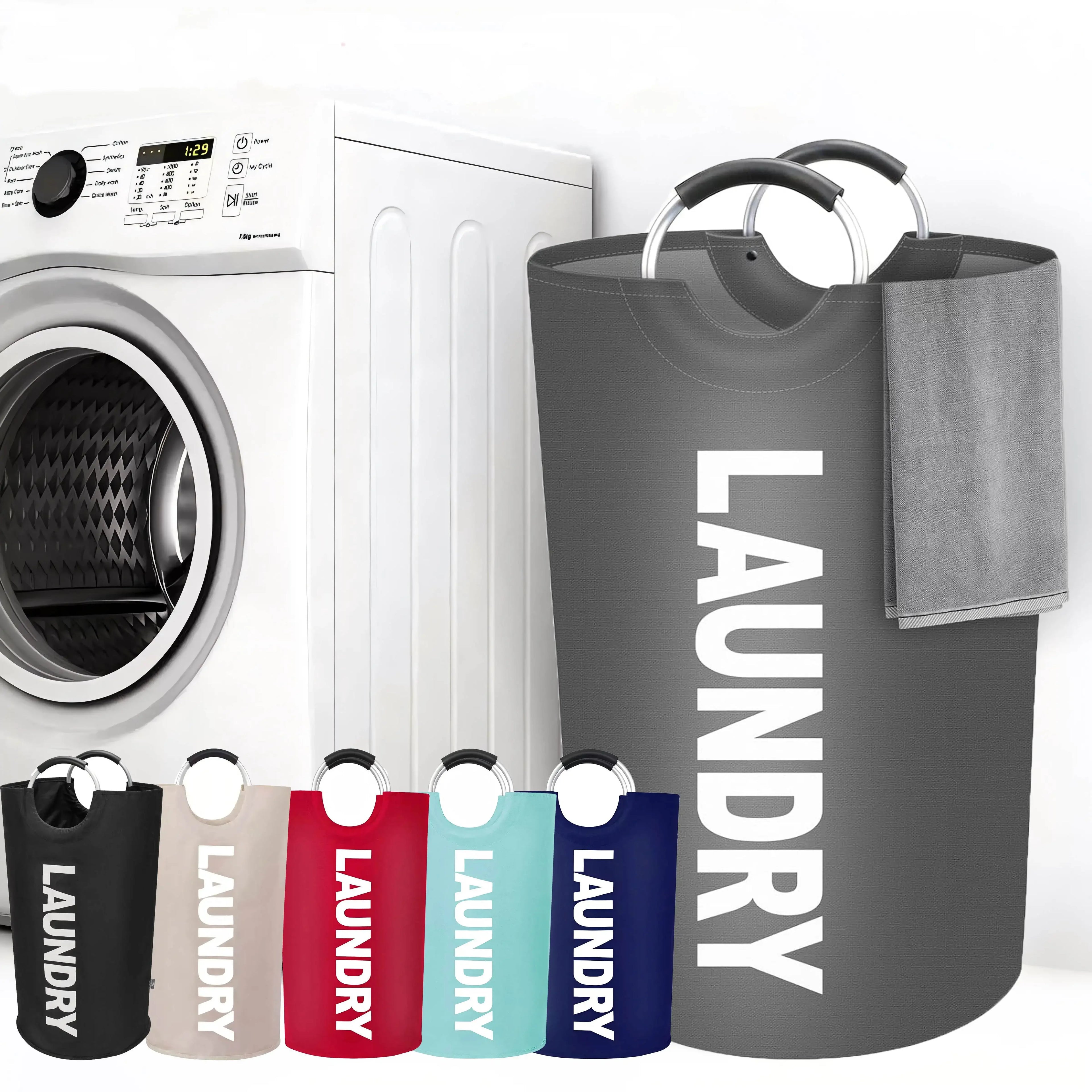 90L Black Large Laundry Basket, Collapsible Laundry Bag, Freestanding Tall Clothes Hamper, Foldable Washing Bin Storage Bag