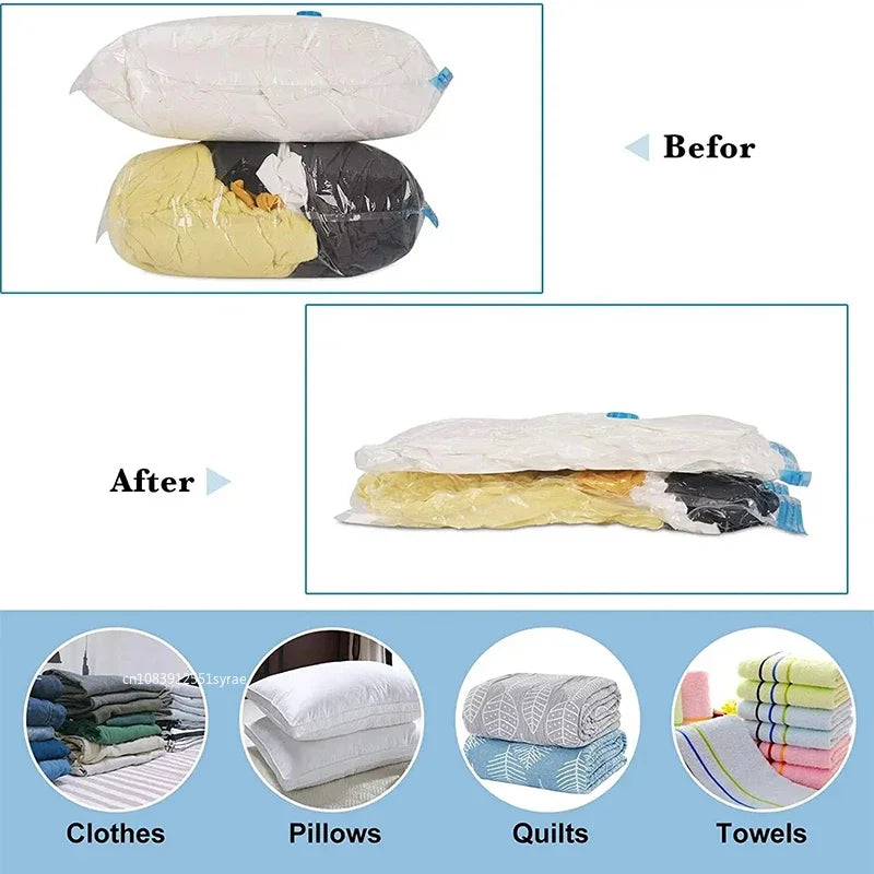 3/5PCS Vacuum Storage Bags For Clothes,Bedding,Space Saving Bags Storage Vacuum Seal Packet,Folding Compressed Organizer Bag