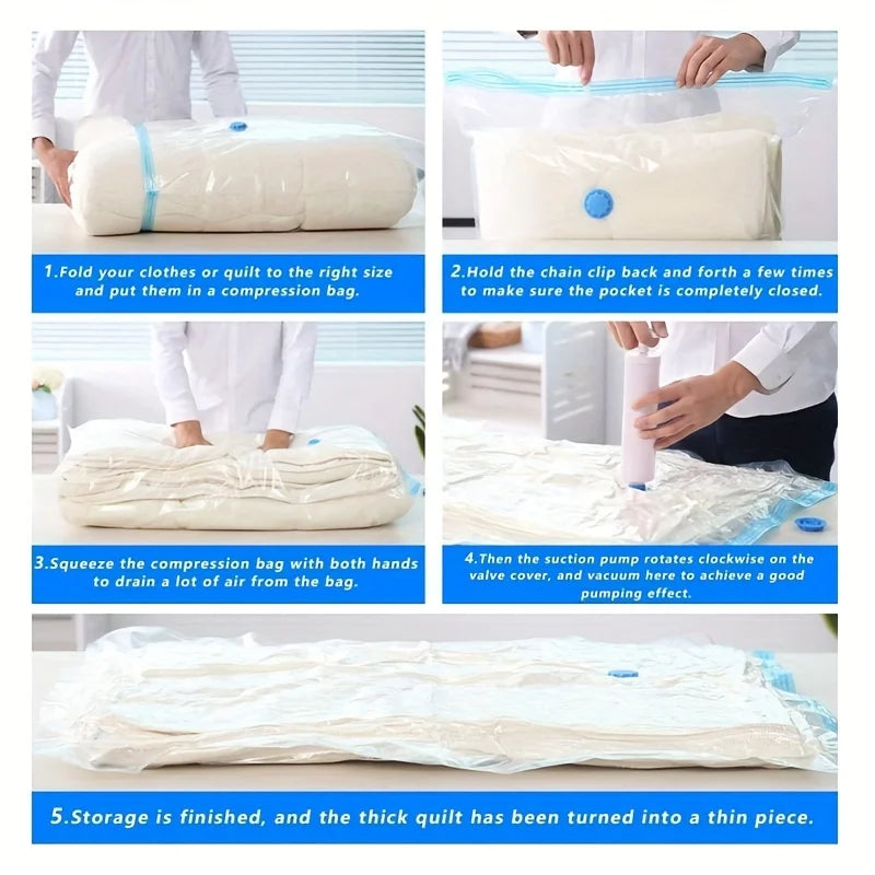 3/5/10PCS Vacuum Storage Bags For Clothes,Bedding,Space Saving Bags Storage Vacuum Seal Packet,Folding Compressed Organizer Bag