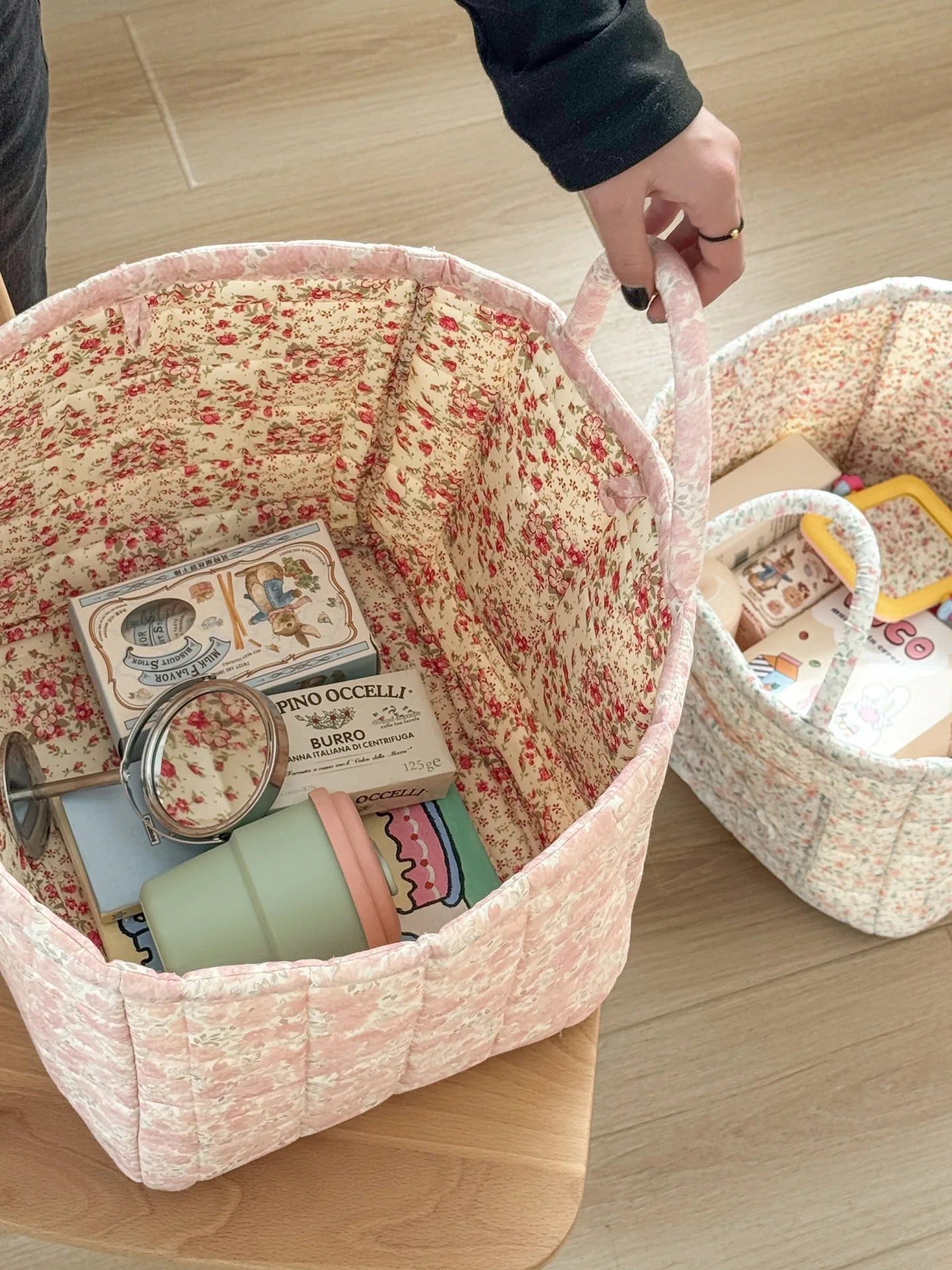 Rural Flower Dirty Clothes Basket, High-value, Fashionable, Large Capacity Foldable Garbage Storage Basket