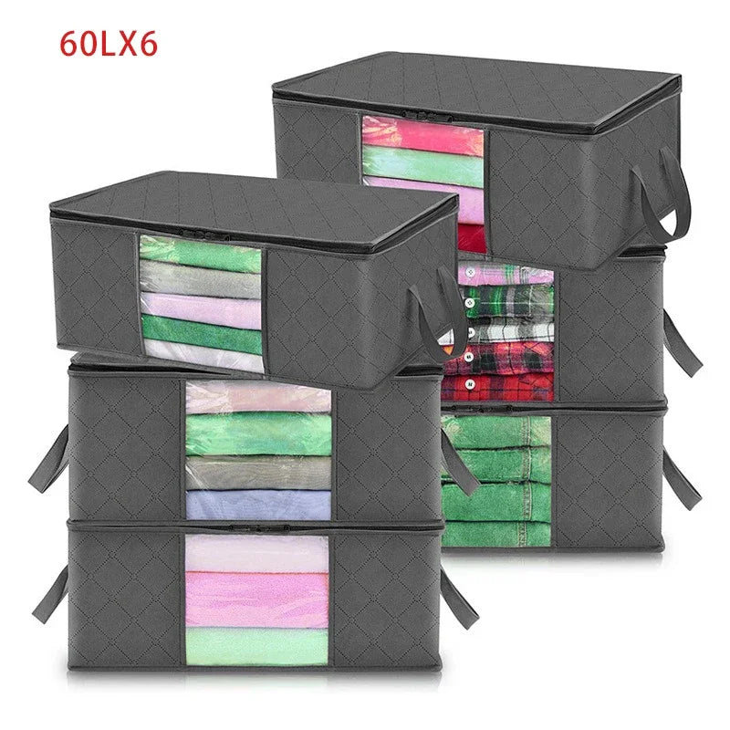 1/3/6pcs Foldable Clothes Storage Bag Large Capacity Blanket Storage Bag Storage Containers for Home Organizing Bedroom Clothing