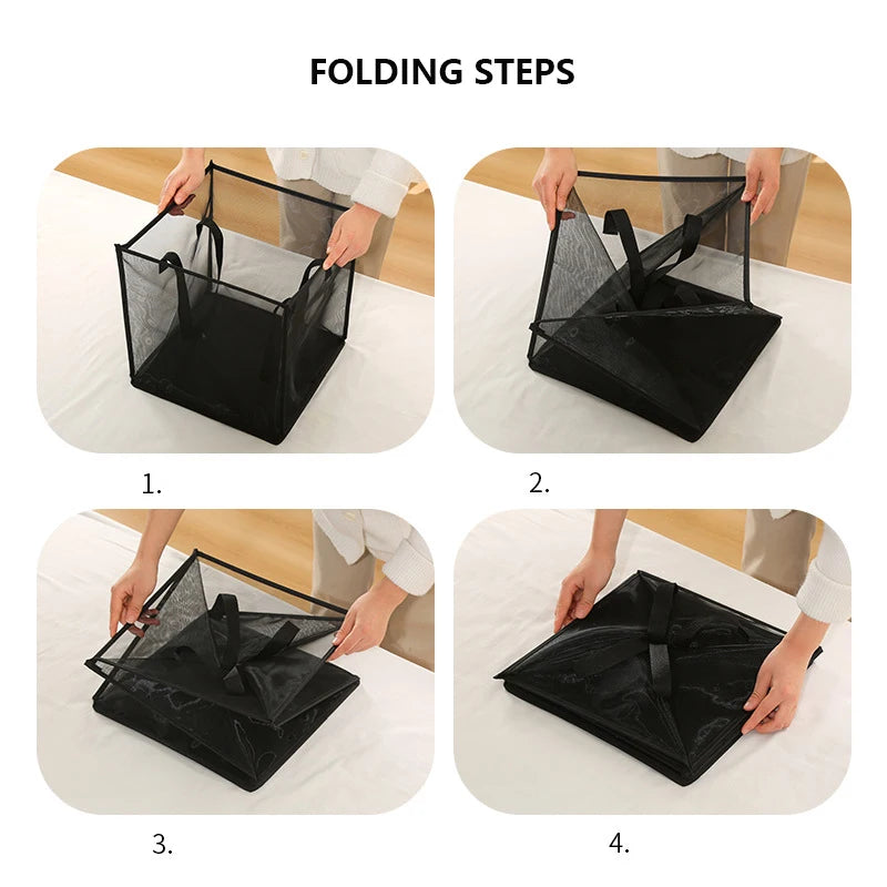 Folding Laundry Basket Organizer for Dirty Clothes Bathroom Clothes Mesh Storage Bag Household Clothing Storage Basket