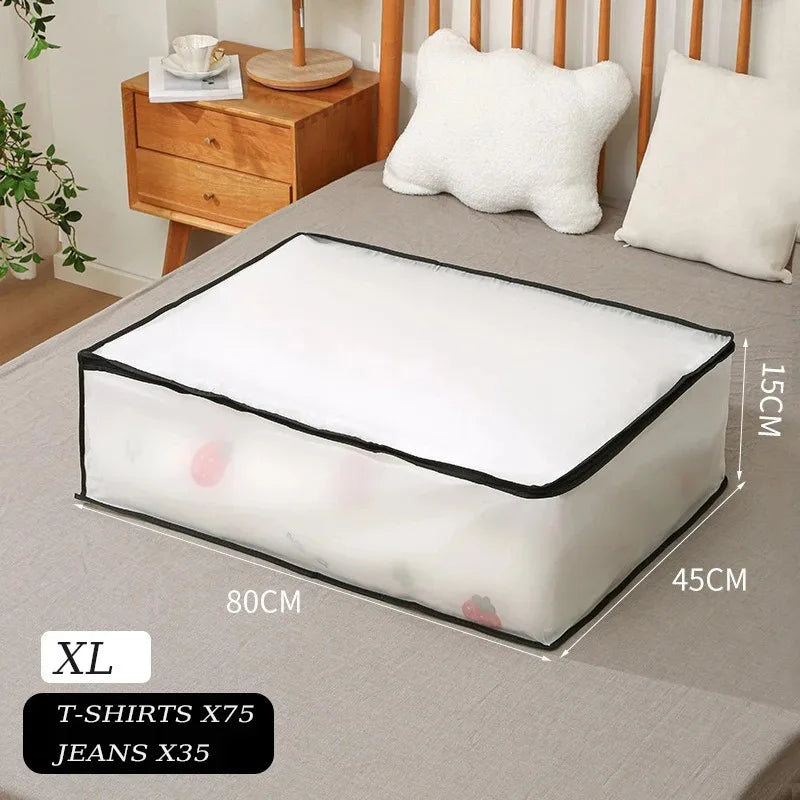 1-2Pcs Underbed Storage Bag Foldable Quilt Bag Wardrobe Clothes Storage Waterproof Dustproof Organizer Large Capacity StorageBag